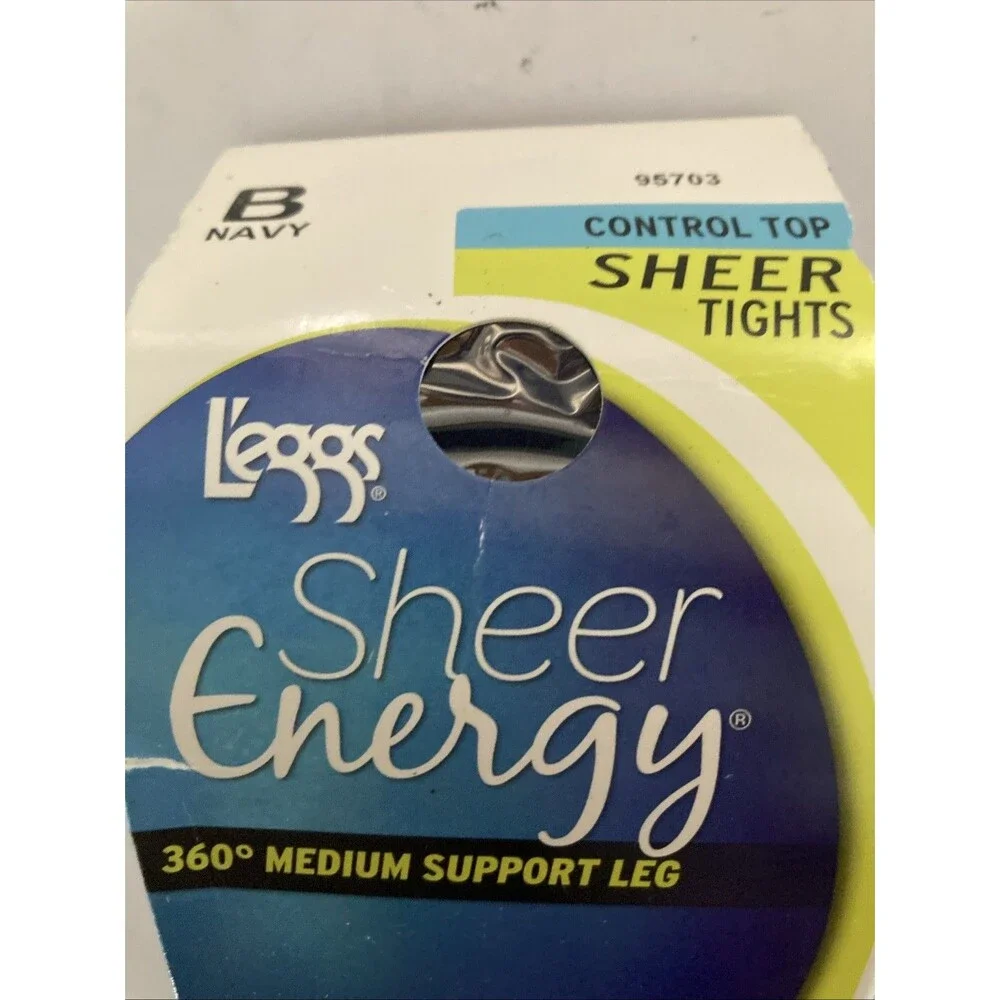 L'eggs Sheer Energy Control Top Tights Size B - Medium Navy 360° Med Support